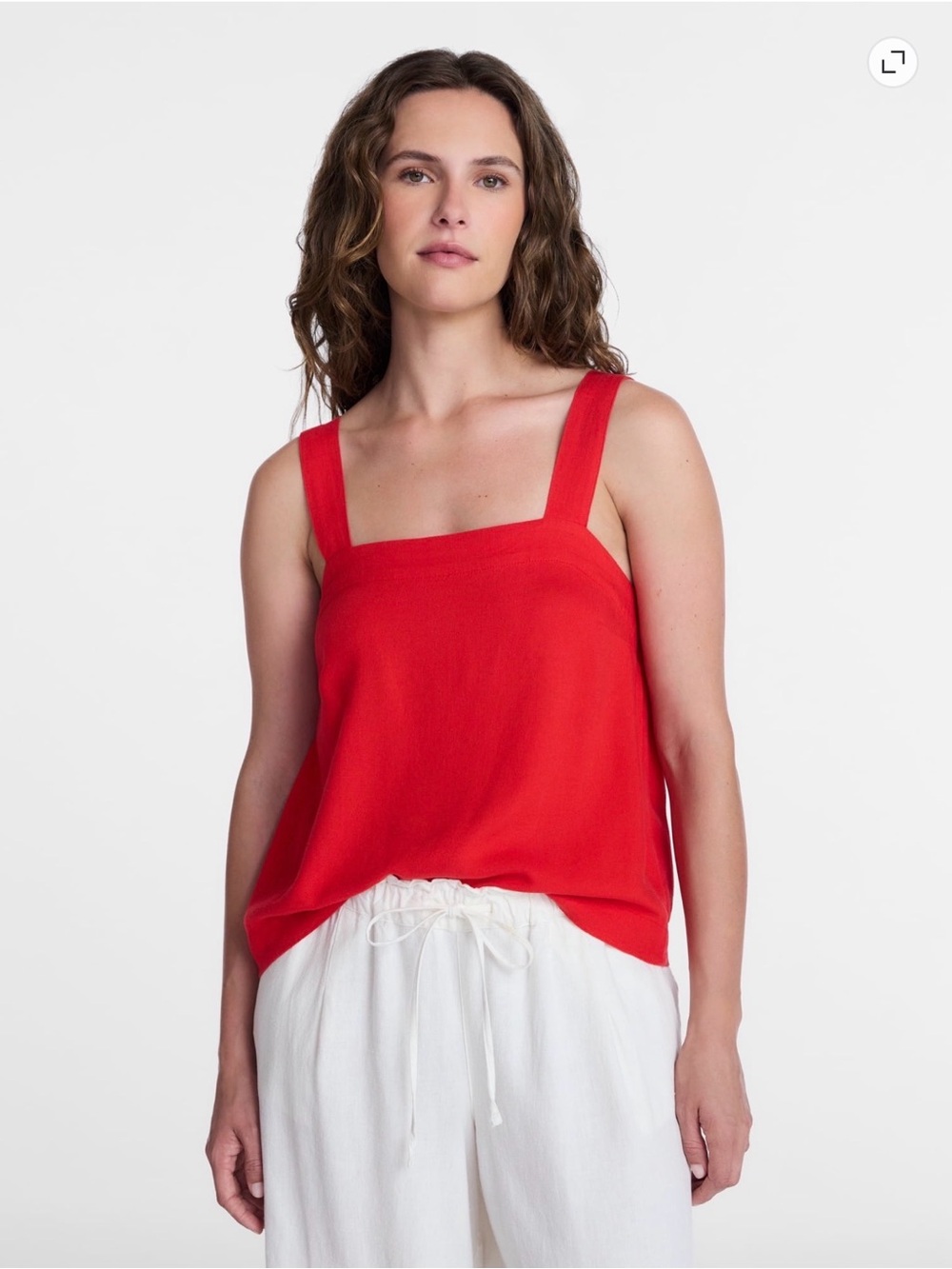 Red Square-Neck Tank Top - Women's Sleeveless Top